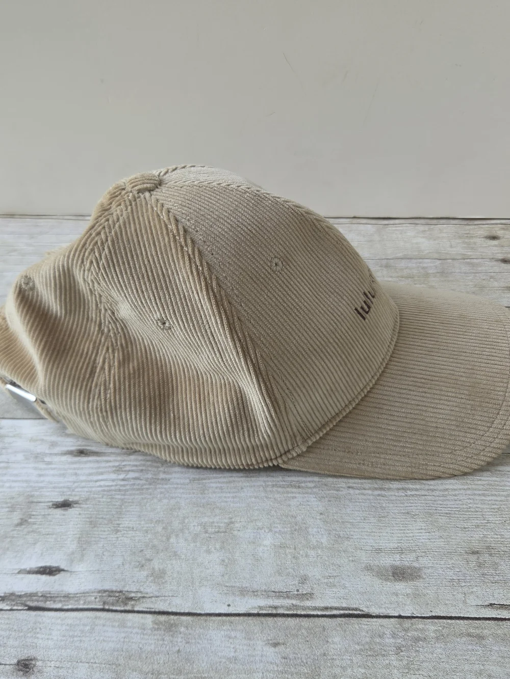 Lululemon Corduroy Adjustable Hat Beige Tan Logo Cap Strapback Golf Casual Dress